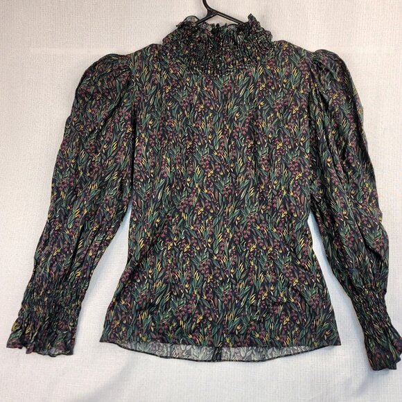 Zara Victorian XS Whimsigoth High Neck Ditsy Floral Puff Sleeve Boho Indie - Picture 2 of 11
